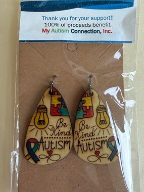Be Kind Autism Awareness Teardrop Earrings - Multicolor